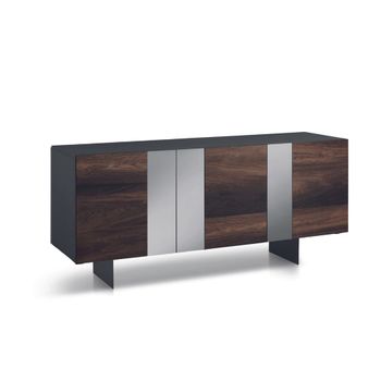 Aparador de 3 puertas con espejos de madera marrón 180x50 cm 80h