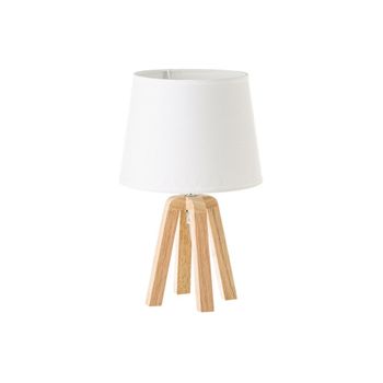 Lámpara de mesita nórdica en madera de roble beige de ø 21x34 cm Diseño de 4 patas con pantalla blanca para crear ambientes de relax y calidez en tu dormitorio o sala de estar. CasaSelección