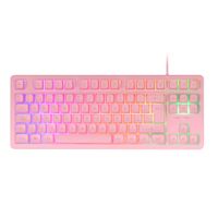 mars gaming mk023 teclado gaming tkl tecnologia hibrida h-mech iluminacion frgb rainbow anti-ghosting compatibilidad universal tecaldo rosa con idioma en espanol o frances