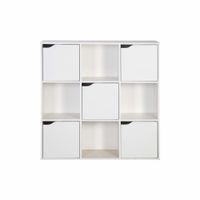 estanteria con 3 estantes y 9 compartimentos de aglomerado blanco