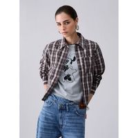 liu jo camisa camisa en tejido de cuadros para mujer