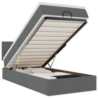 cama otomana con colchon y led tela gris oscuro 90x200 cm vidaxl