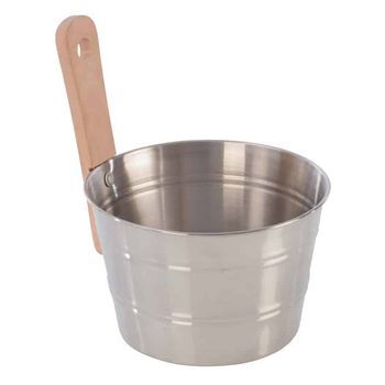 Cubo Infusión Sauna 4l Acero Inoxidable Asa Madera Saunova