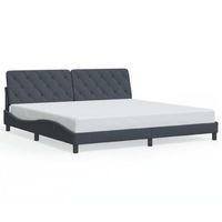 cama matrimonial  cama para adultos  estructura cama con luces led terciopelo gris oscuro 200x200 cm cfw11577
