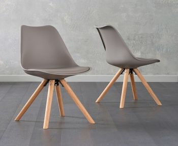 Oscar Mink Faux Leather Round Leg Dining Chairs - Mink