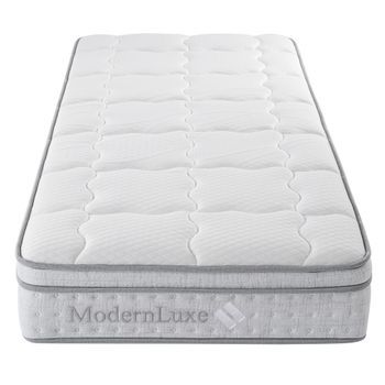 Colchón 90x200 Cm De Muelles Ensacados Y Espuma Fría, Híbrido 25cm, Firmeza H3, 7 Zonas, Blanco Y Gris