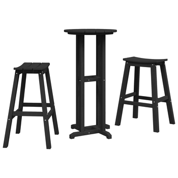 Conjunto De Taburetes De Bar De Jardín De 3 Uds Negro Hdpe Cfw181288