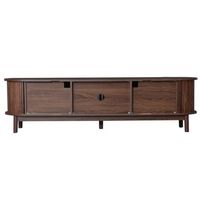 mueble tv marron de 165 cm con puertas correderas y puerta abatible central