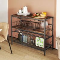 estante para vino 4 niveles mesa de bar soporte para copas marron 104 cm