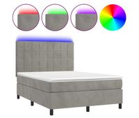 cama box spring colchon y led terciopelo gris claro 140x200 cm bloques con cuadros