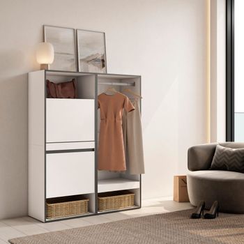Zapatero efecto madera blanco 120x35x145cm