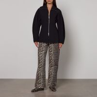 ganni bonded crepe curve sleeve jacket - eu 42uk 14