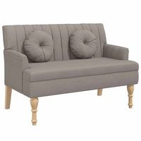 banco con cojines tela gris taupe 113x645x755 cm vidaxl