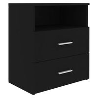 mesita de noche con cajones y compartimento de almacenamiento 50 x 32 x 60 cm madera contrachapada negra dec034496