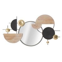 espejo de pared de metal y madera multicolor cm 902x51x502