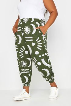 Yours Pantalones Bombachos Capri Caqui Estampados, Mujer Curvy Y Tallas Grandes, Yours