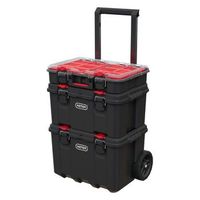 keter stacknroll juego de 3 cajas de herramientas con ruedas para transporte profesional negro
