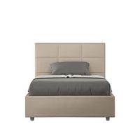 cama de una plaza y medio con somier acolchada 120x210 cuero sintetico gris paloma mika