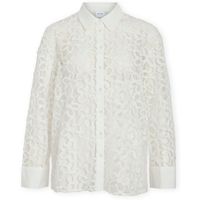 vila camisa baja shirt - snow white para mujer