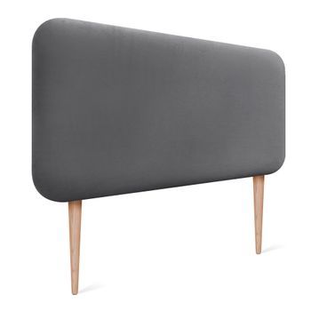 Dhome Cabecero Tapizado En Terciopelo Liso Con Patas Redondeado Para Pared Acústicos Cabeceros Absorbentes Cabezal Cama Dormitorio (gris, 110cm)
