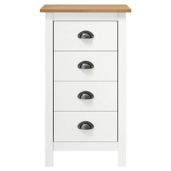 Mesita De Noche Mesilla De Noche - Madera Maciza De Pino Blanco 46x35x49,5 Cm Mc7944