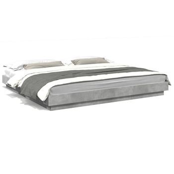 Estructura Cama Con Luces Led Madera Gris Hormigón 180x200 Cm