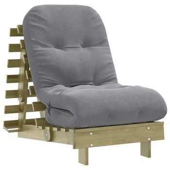 Futón Sofá Cama Con Colchón Madera Impregnada Pino 60x206x11 Cm Vidaxl