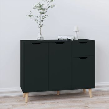 Vidaxl Aparador De Madera De Ingeniería Negro 90x30x72 Cm