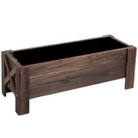 outsunny huerto urbano jardinera macetero de madera rectangular con patas para flores plantas 100x365x36 cm marron   aosom espana