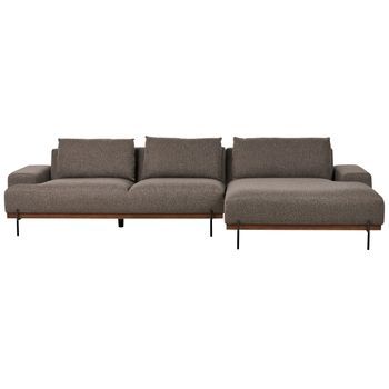 Sofá Esquinero De Tela 3 Plazas Estilo Minimalista Patas Metal Marrón Izquierdo Mariferd
