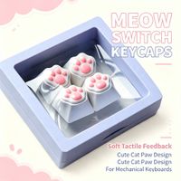 ajazz cute meow claw white keycap con cuatro teclas decorativas de silicona diy y herramienta de alta precision para teclado