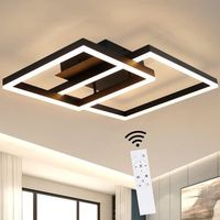nettlife lampara de techo led lampara de sala de estar negra lampara de dormitorio de 50 w regulable moderna con control remoto geometrico para cocina