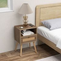 juego de 2 mesitas de noche de ratan con cajon natural 40x30x605 cm cfw88029
