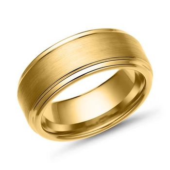 Anillo de tungsteno de alta calidad chapado en oro