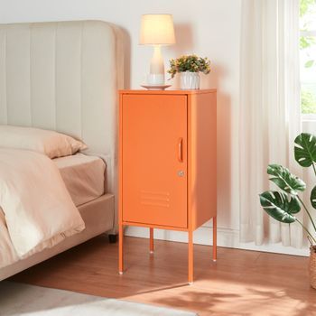 Mesa De Noche Hausjärvi 82x35x35 Cm Acero - Naranja [en.casa]