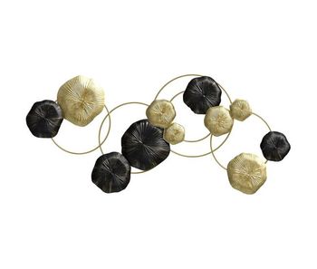 Homcom decoración de pared de metal con forma de hoja de loto, adorno para salón moderno, escultura de pared para decoración hogar, dormitorio, oficina, 84x35 cm, dorado y negro