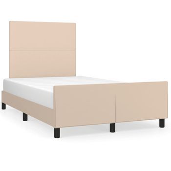 Cama Matrimonial | Cama Para Adultos | Estructura De Cama Cabecero Cuero Sintético Capuchino 120x200cm