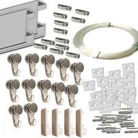 pack basic rm de 6 metros guias de aluminio plata con 12 colgadores nylon para colgar cuadrosr plata mate
