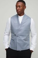 americana ajustada con cuello y mangas cultivadas azul