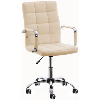 Silla De Oficina Deli V2 Simil Cuero Crema 59x54x92 Cm Clp