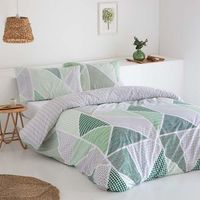 funda nordica reversible geka algodon poliester verde 280 x 240 cama de 200