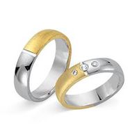 alianzas 14 quilates oro amarillo-blanco 3 diamantes