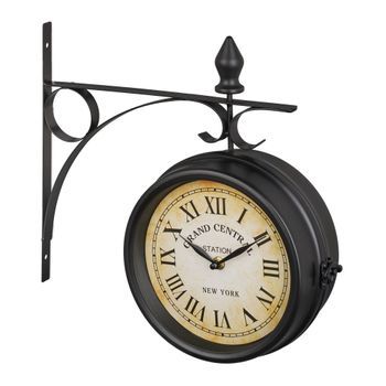 Reloj De Estación De Doble Cara En Negro