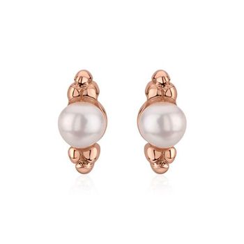 Pendientes para mujer de plata 925, rosa con perlas