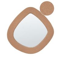 espejo de pared moderno colgante decorativo 79 x 80 cm marco mdf forma irregular tejido boucle marron claro epiry
