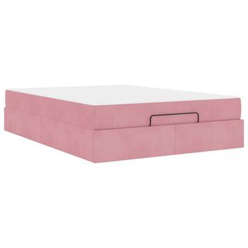 Estructura De Cama Con Colchón 2 Uds. Rosa Terciopelo Vidaxl