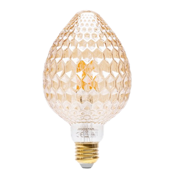 Aigostar - Bombilla LED E27 4W, Luz Cálida 1800K, 320 Lúmenes, Decorativa: Fresa facetada, Bombilla Vintage de Tipo Edison con Filamento, Color ámbar, No regulable, Pack 1 Uds
