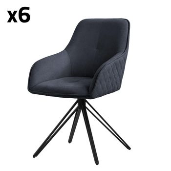 6x Sillas de comedor giratoria color antracita tapizado de tela tejida