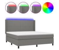 cama box spring colchon y luces led tela gris oscuro 180x200 cm diseno plano