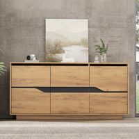 aparador industrial efecto madera y negro 3 puertas